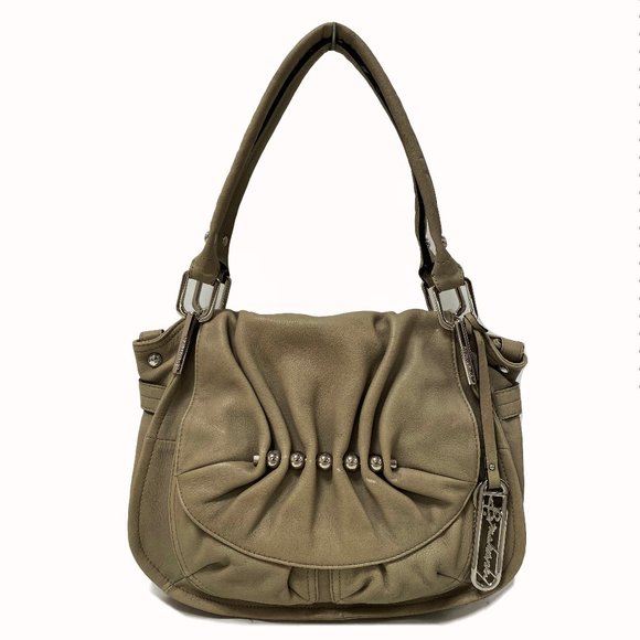 B.Makowsky Taupe Leather Shoulder Bag - Picture 1 of 7